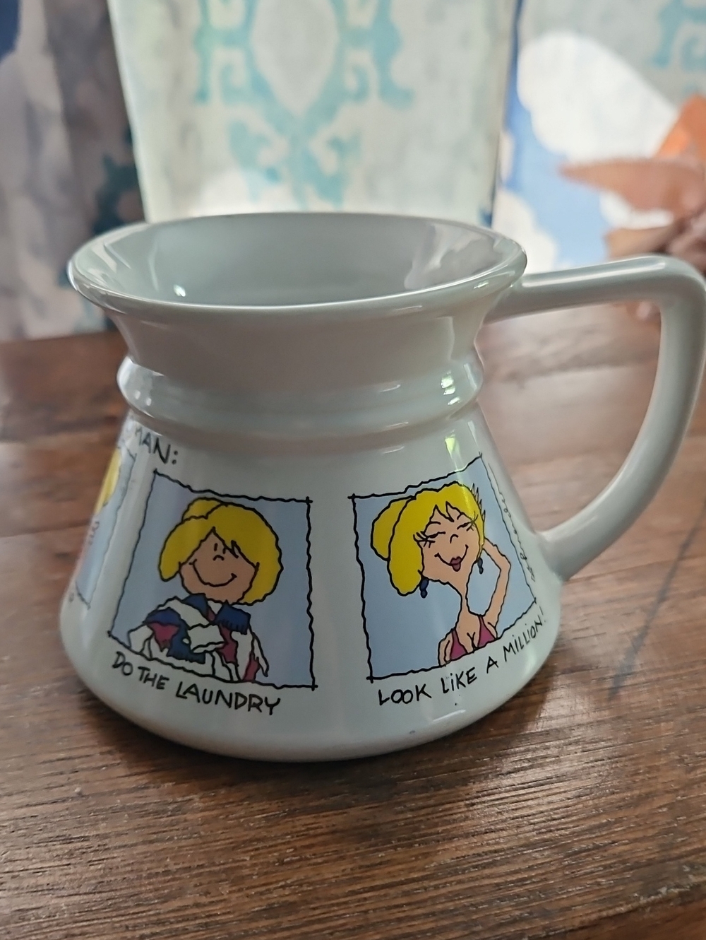 Vintage Cartoon Ceramic Non Spill Coffee Tea Mug Cup